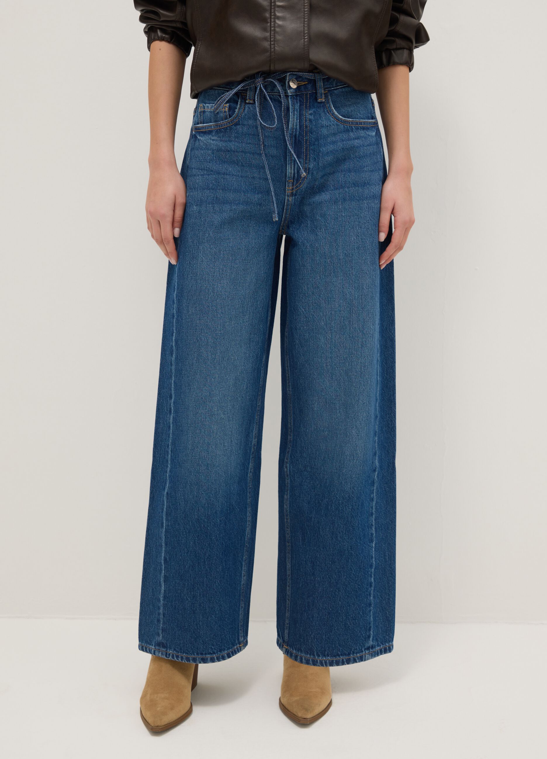 Wide Leg Pure Cotton Blue Jeans