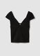Black stretch viscose-blend V-neck regular-fit T-shirt_4