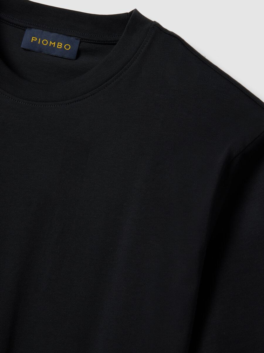 Men's black crew neck t-shirt in pure cotton, relaxed fit_5