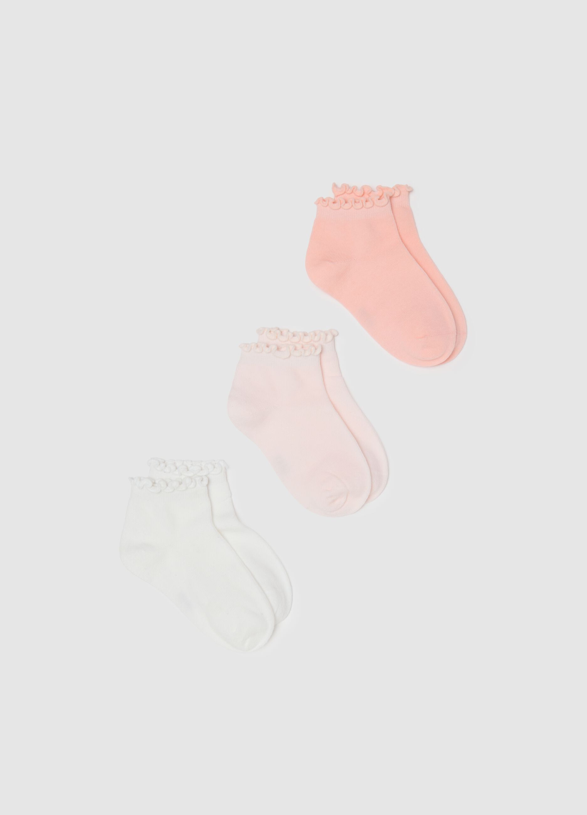 Girls' Multicolour Short Cotton Socks Tripack
