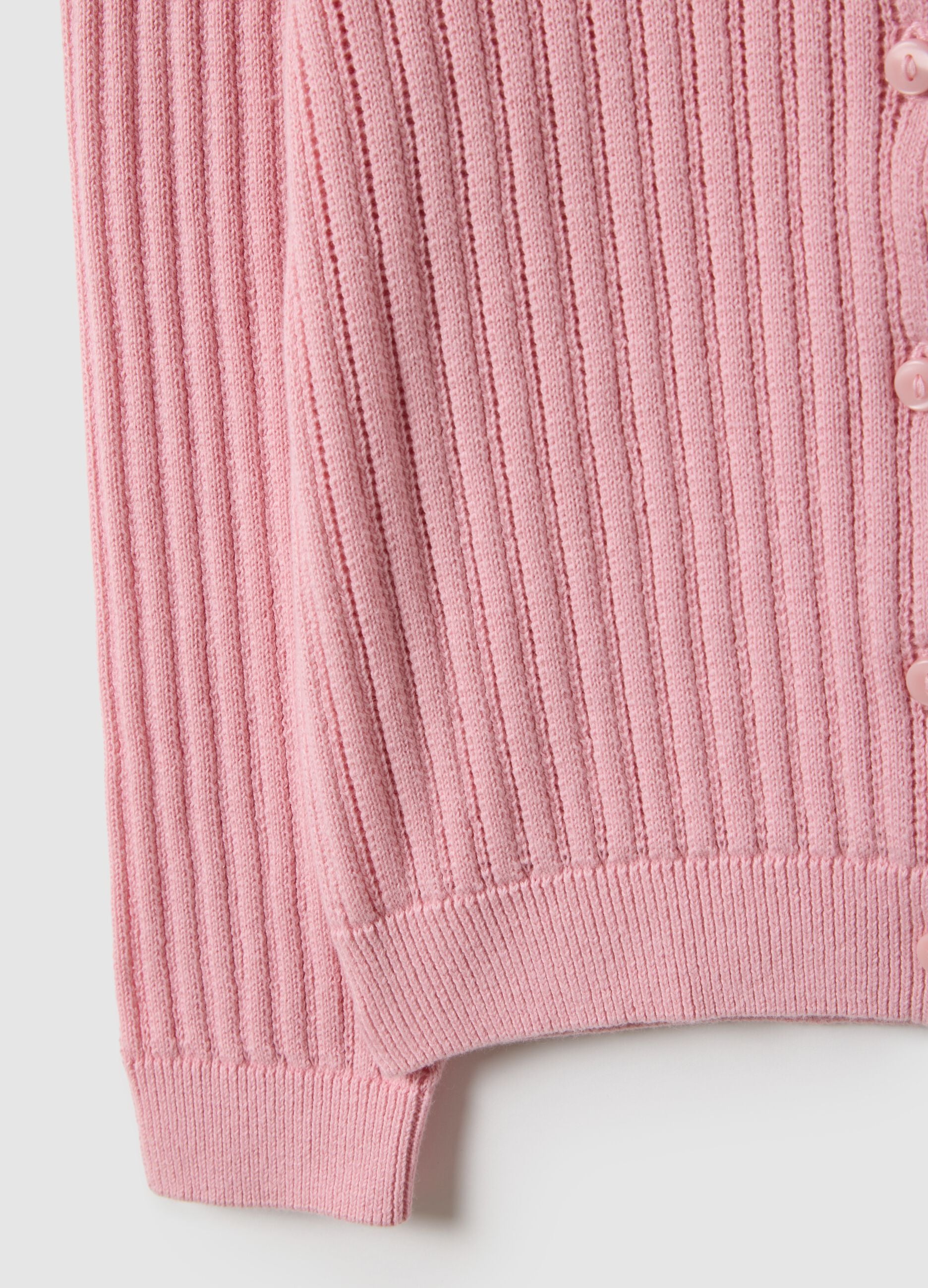 Girls' pink striped pure cotton cardigan regular fit
