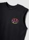 Black pure cotton regular-fit vest top with print_5