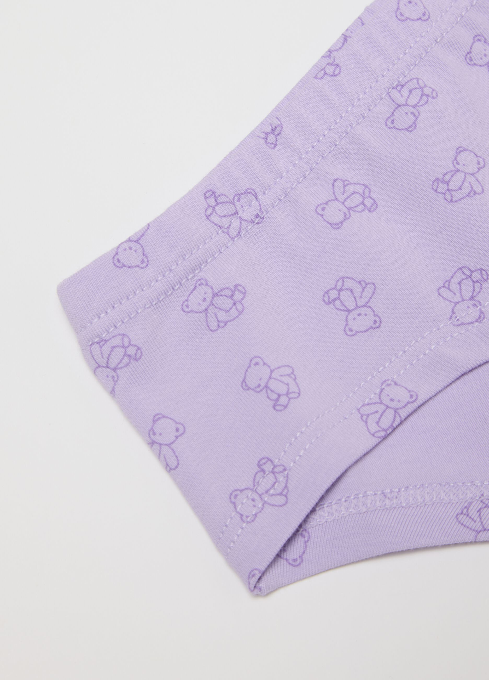 Girls' multicolor stretch cotton panties with teddy bears