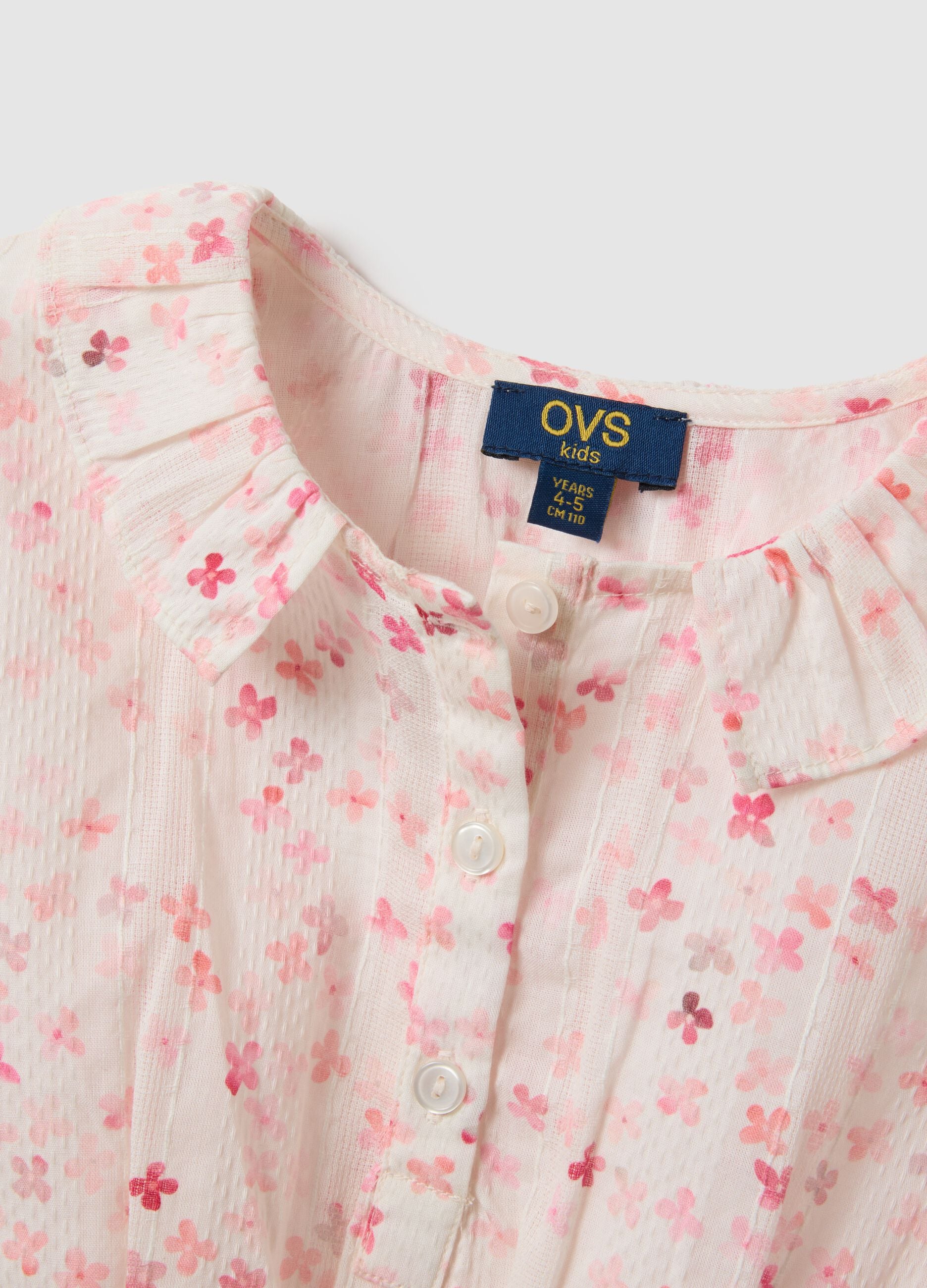 Girls' slim fit multicolour pure cotton blouse with flowers