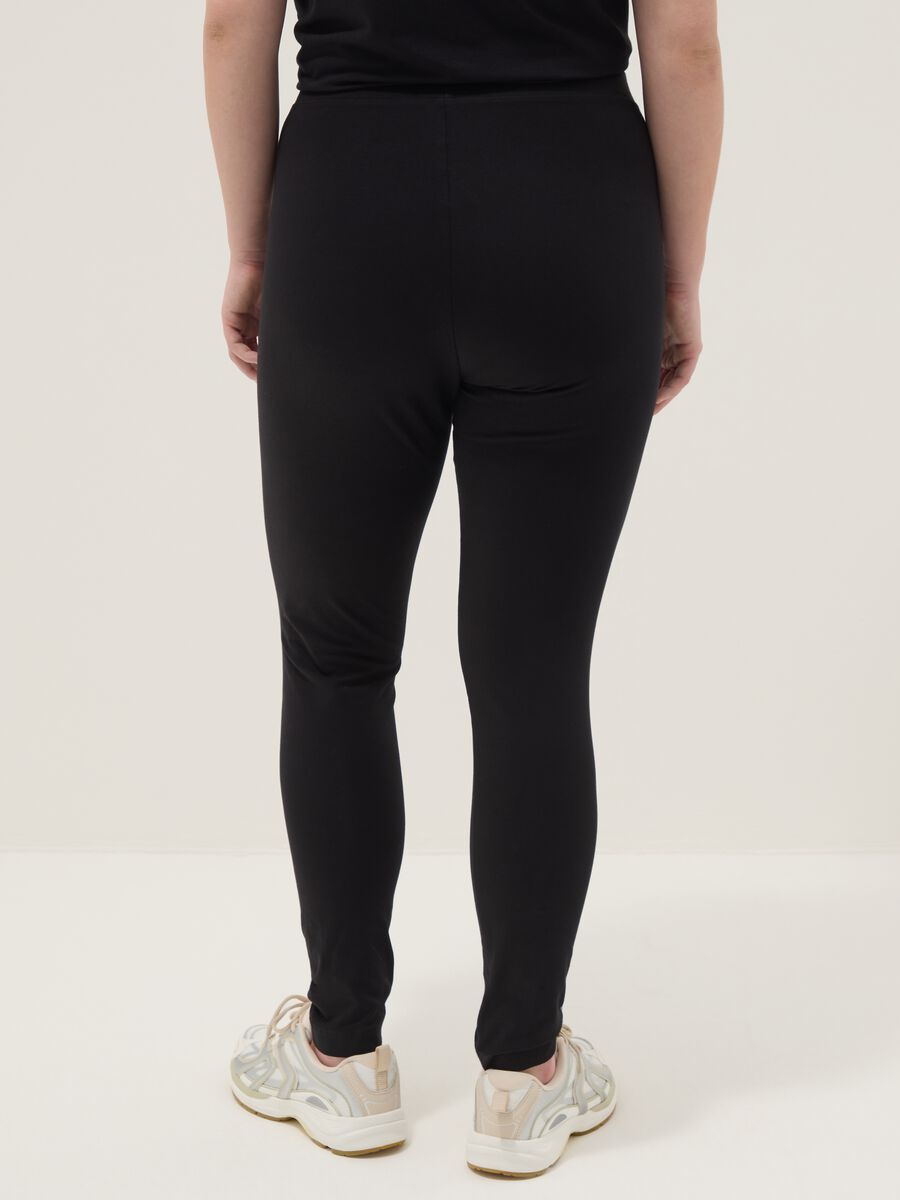 Black skinny fit leggings in stretch cotton_2