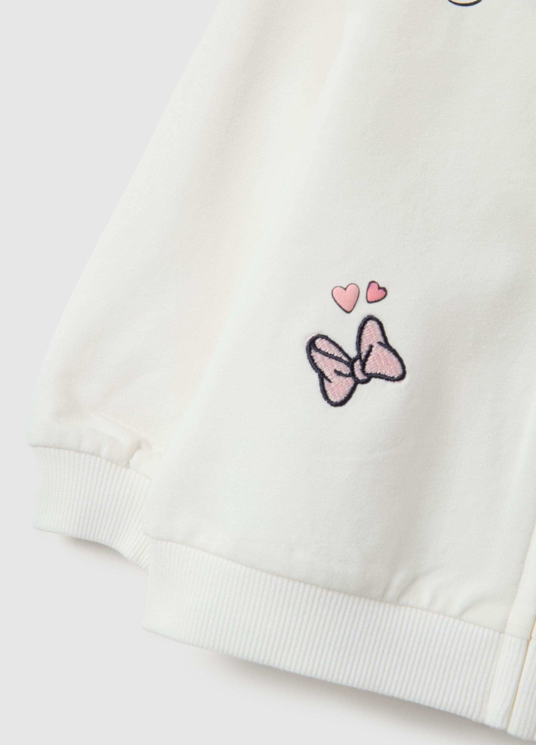 Girls' white hooded sweatshirt in regular fit cotton blend