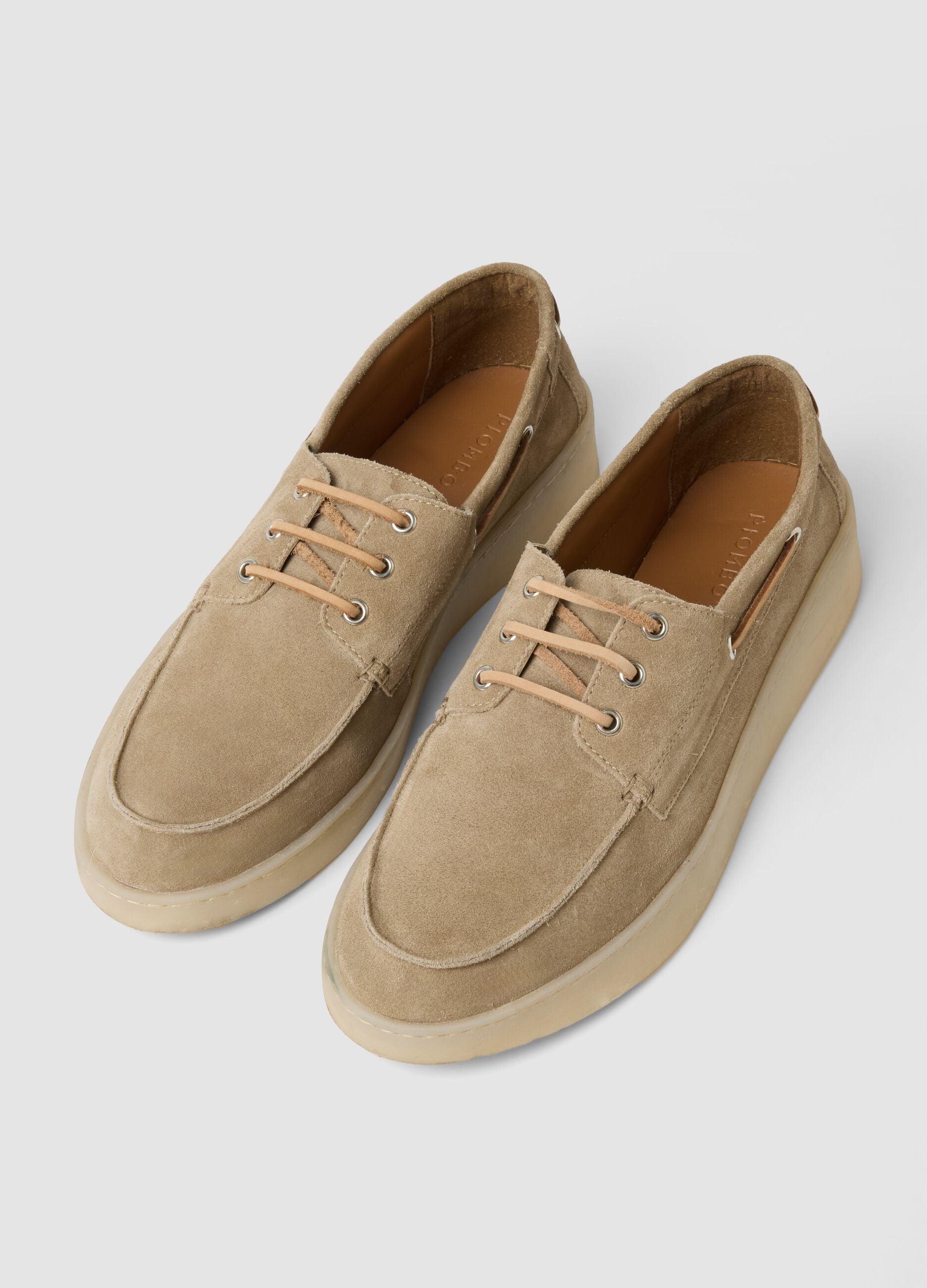 Beige Genuine Leather Boat Shoes