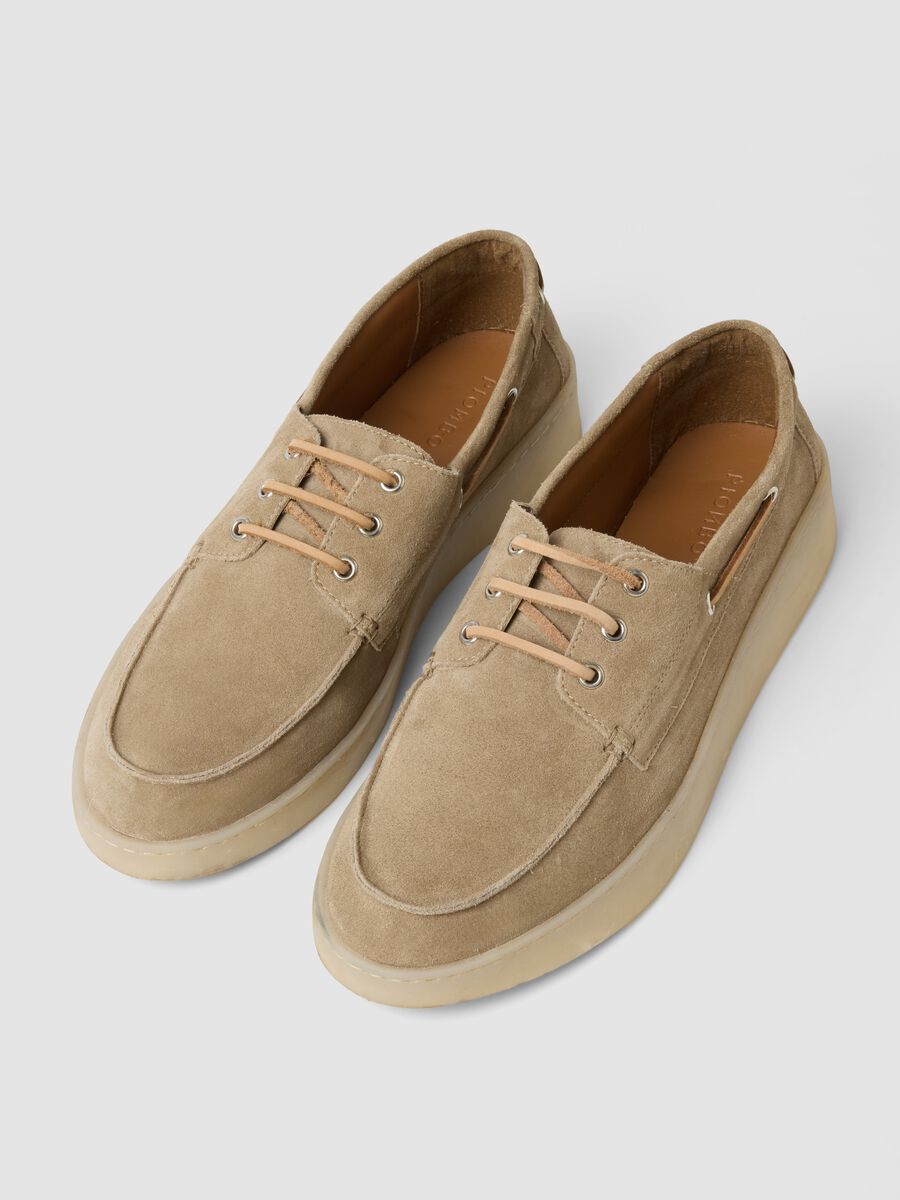 Beige Genuine Leather Boat Shoes_1