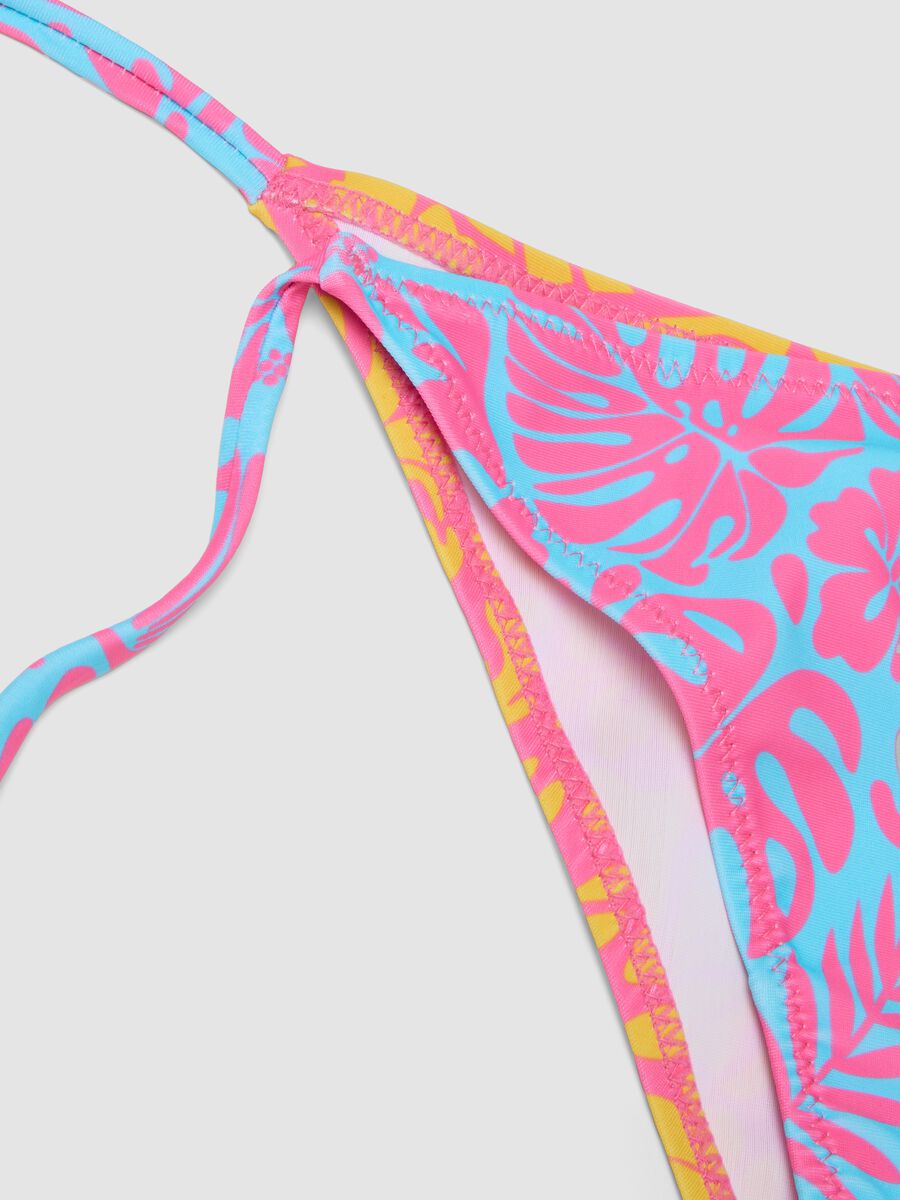 Bikini rosa in tessuto elasticizzato con stampa tropicale_3