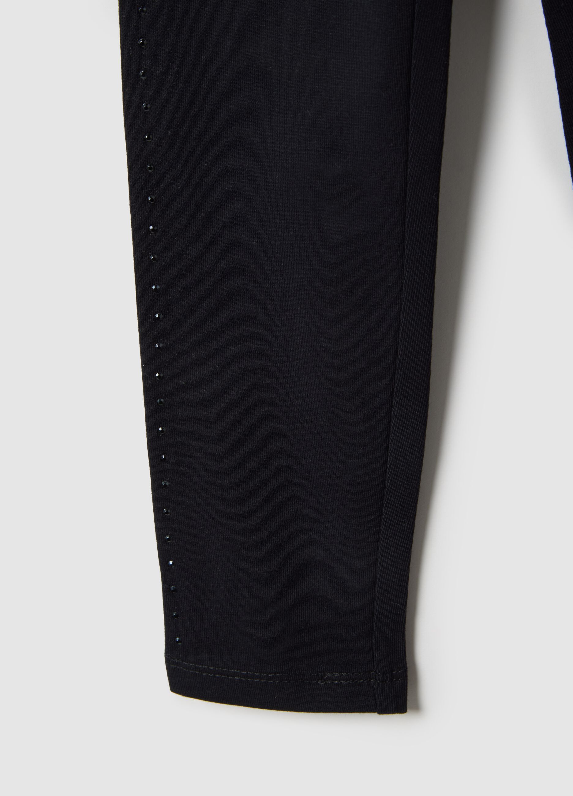 Girls' Black Stretch Cotton Slim Fit Leggings