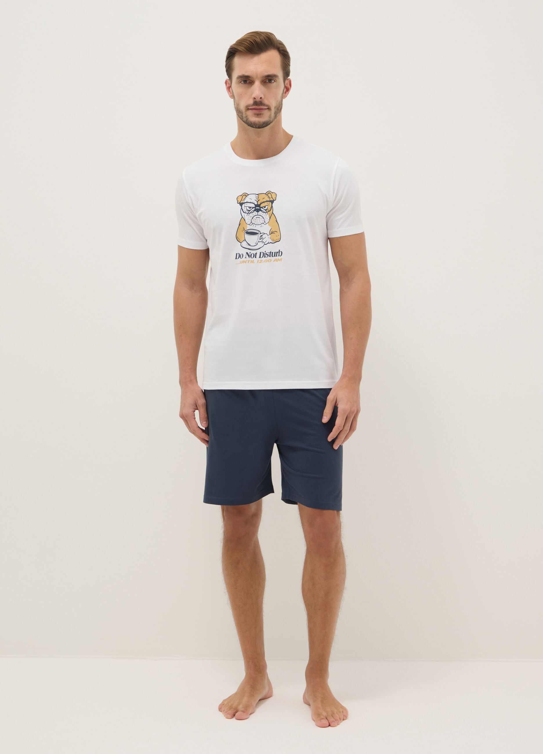Multicoloured short pyjamas in pure cotton regular fit with print