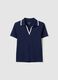 Blue stretch cotton polo with contrast collar, regular fit_4