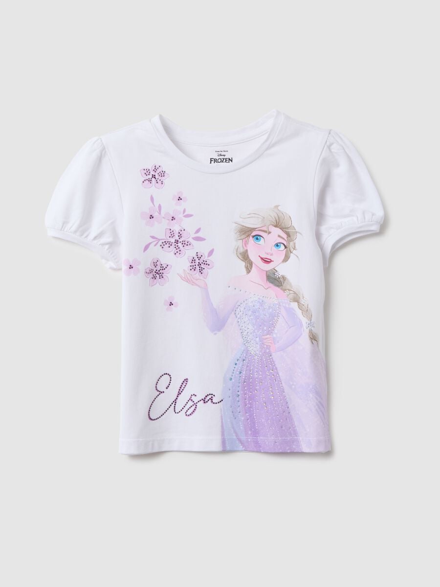 Multicolour stretch cotton T-shirt for girls with Frozen print_0