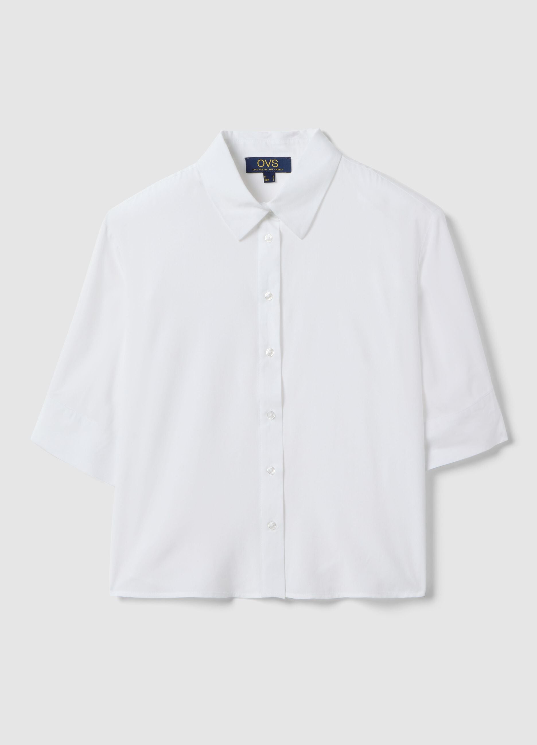 Regular fit white pure viscose shirt