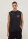Black pure cotton regular-fit vest top with print_0