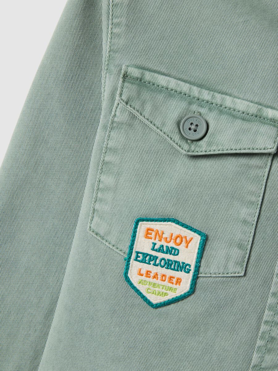 Green oversized fit pure cotton shirt for boys_2