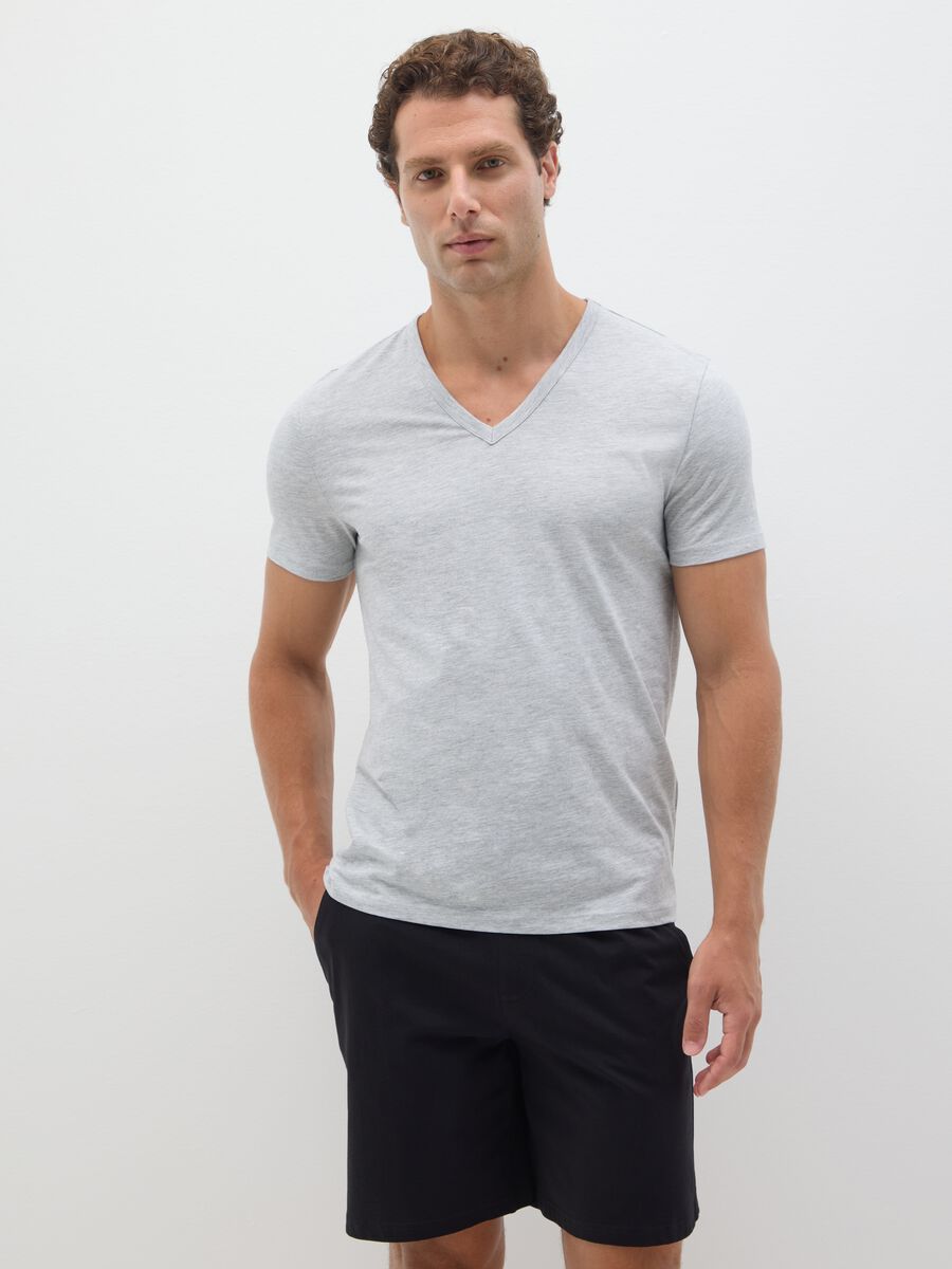 Men's grey V-neck cotton t-shirt twin pack, regular fit_0
