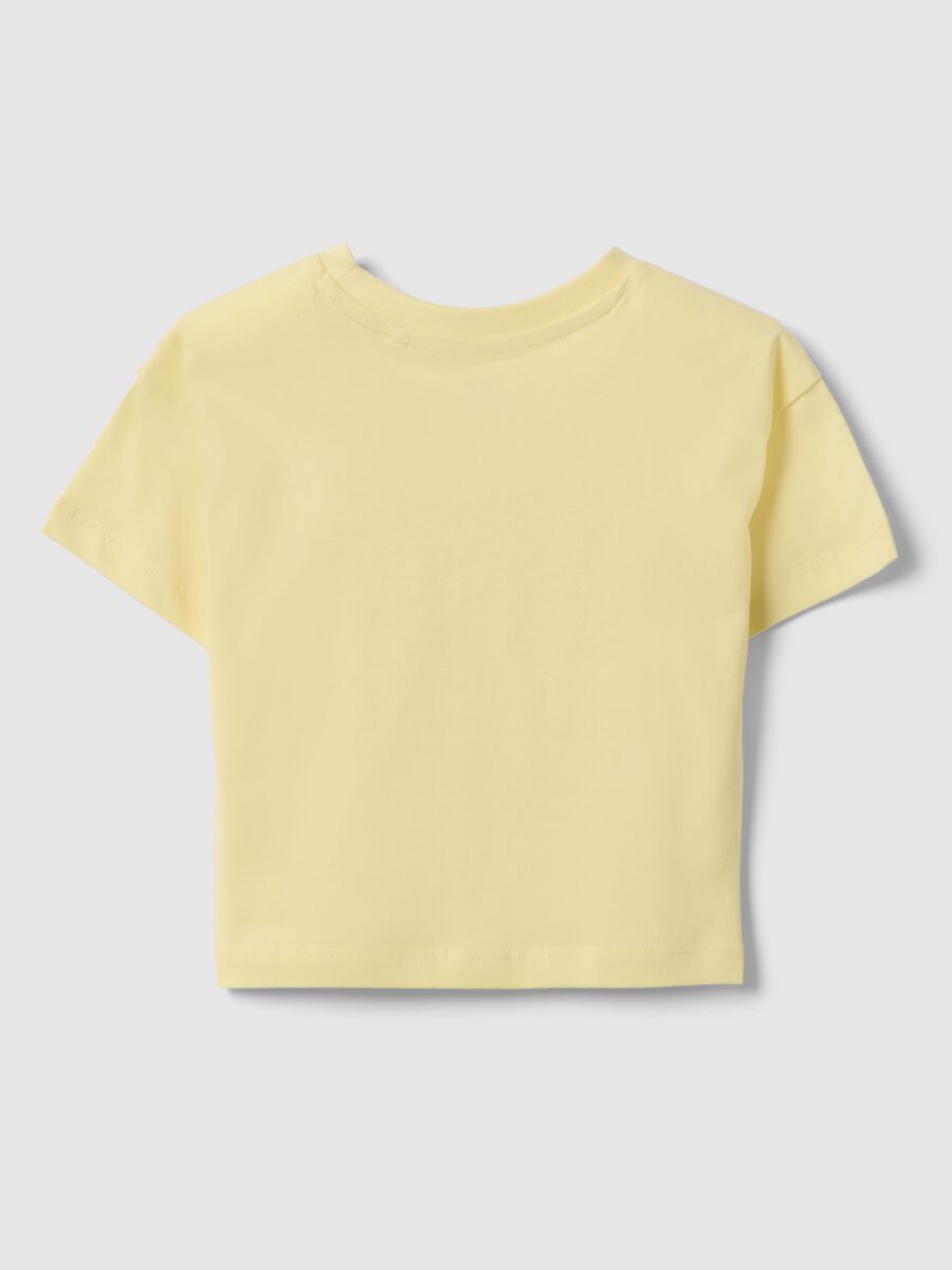 Girl's pure cotton boxy fit yellow t-shirt with star_1