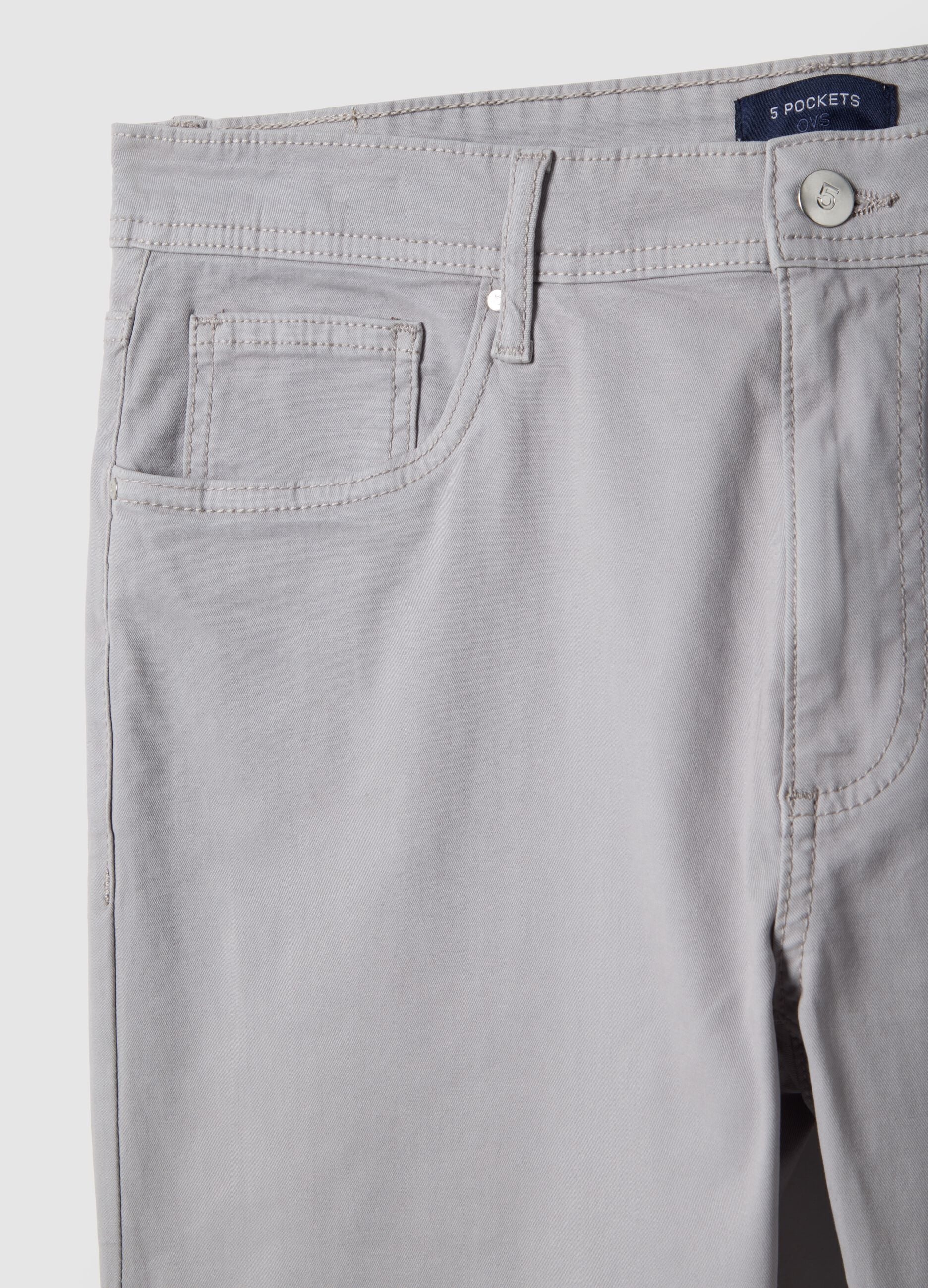 Grey stretch cotton slim fit trousers