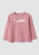 Pink organic cotton long-sleeve printed T-shirt for baby girls_0