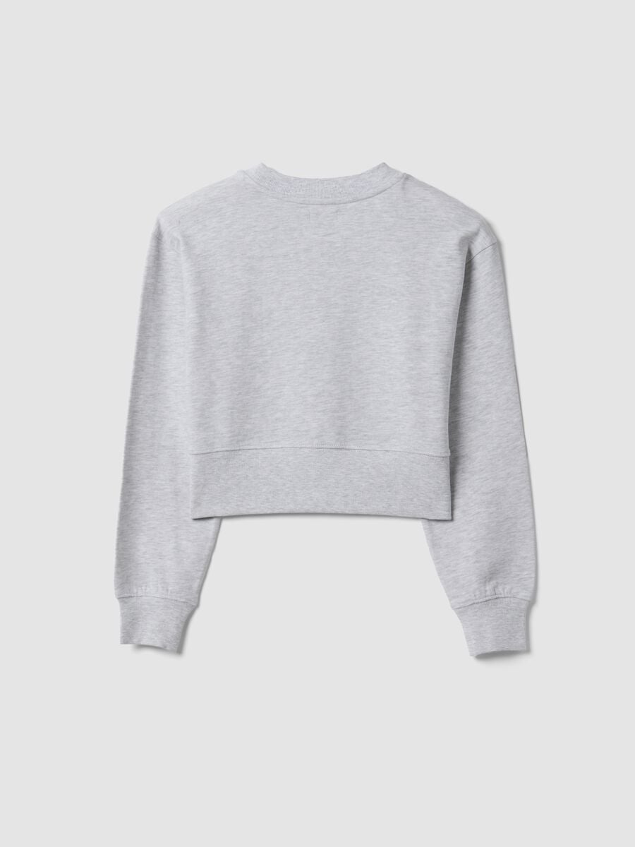 Grey organic cotton sweatshirt with front print for girls_4