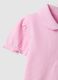 Girls' pink pure cotton polo with regular fit and ruched sleeves_2