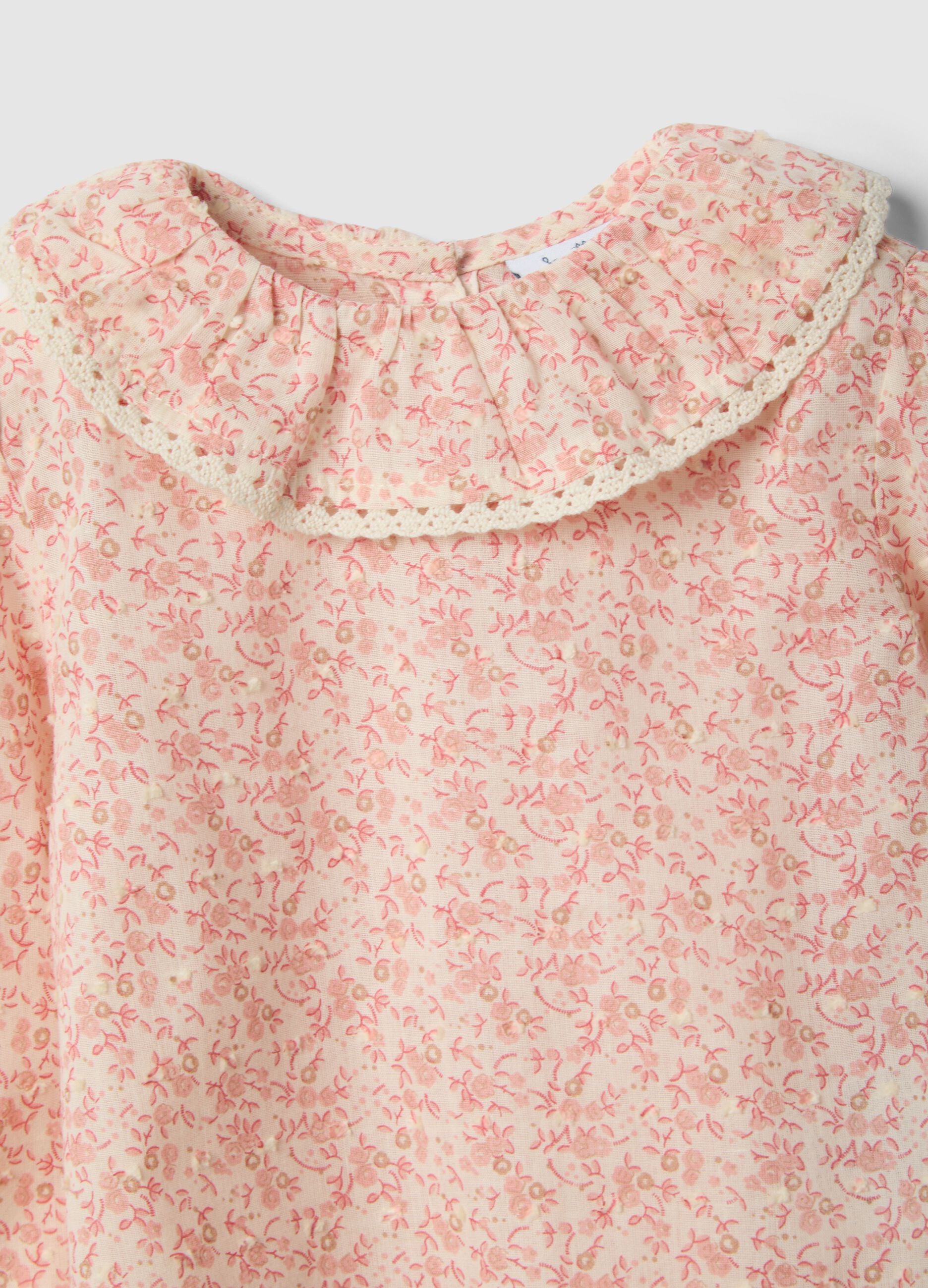 Girls' regular fit multicolor pure cotton blouse with flowers