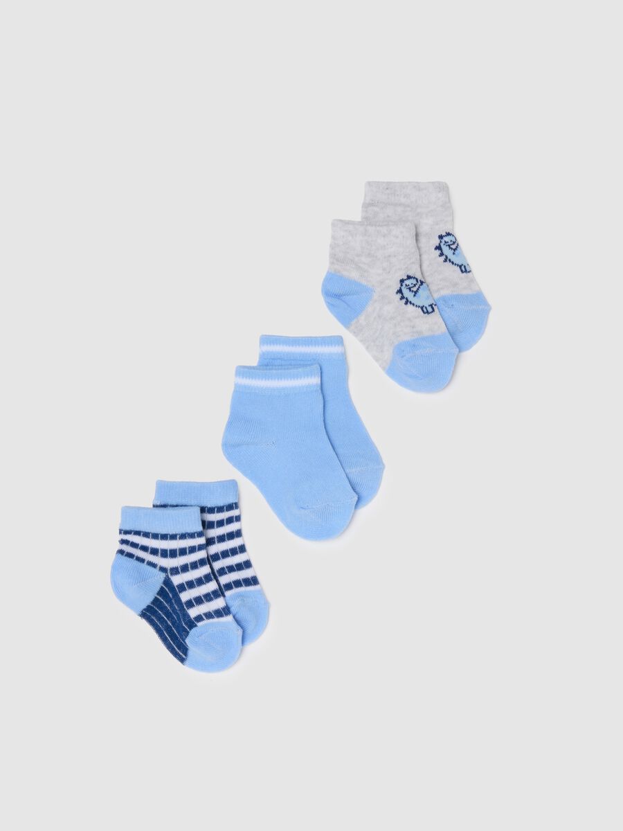 Multicolour cotton-blend baby socks tripack with patterns_0
