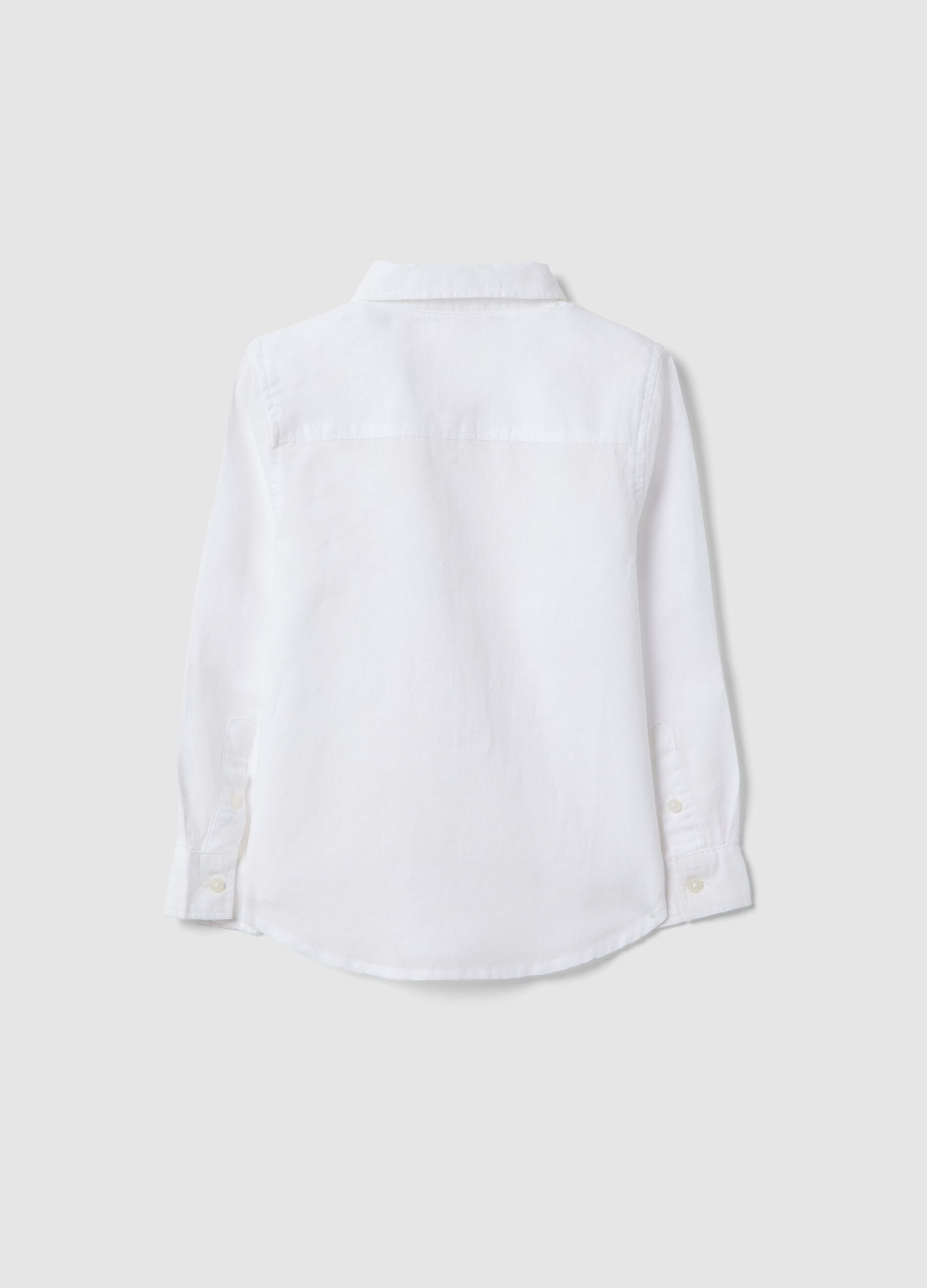 Boys' white linen-cotton blend shirt regular fit