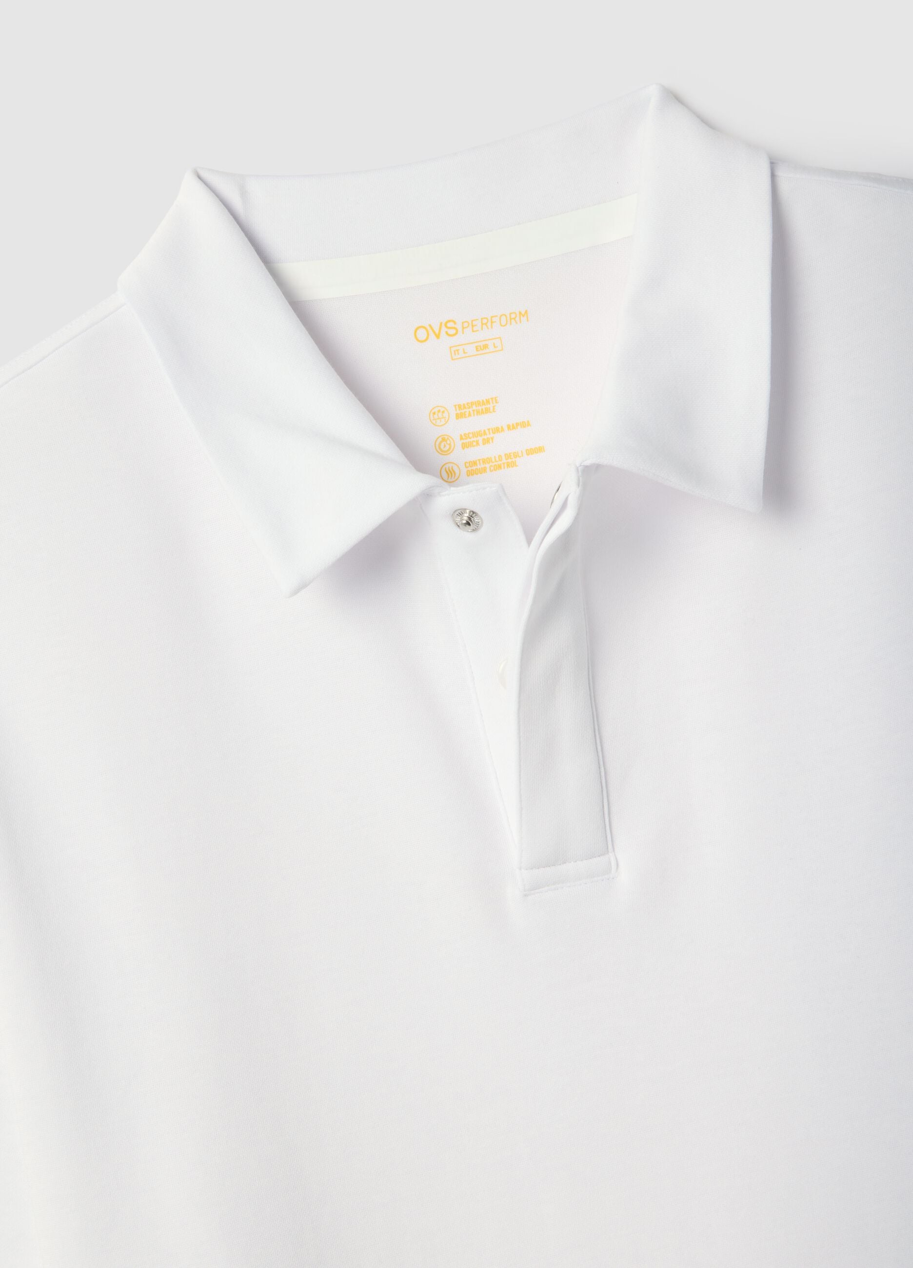 White short-sleeve mixed cotton polo, regular fit