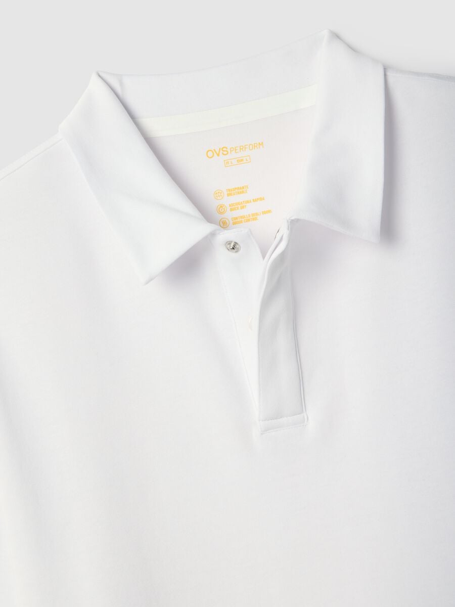 White short-sleeve mixed cotton polo, regular fit_5
