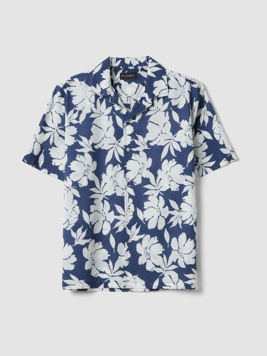 Blue organic cotton floral shirt_4
