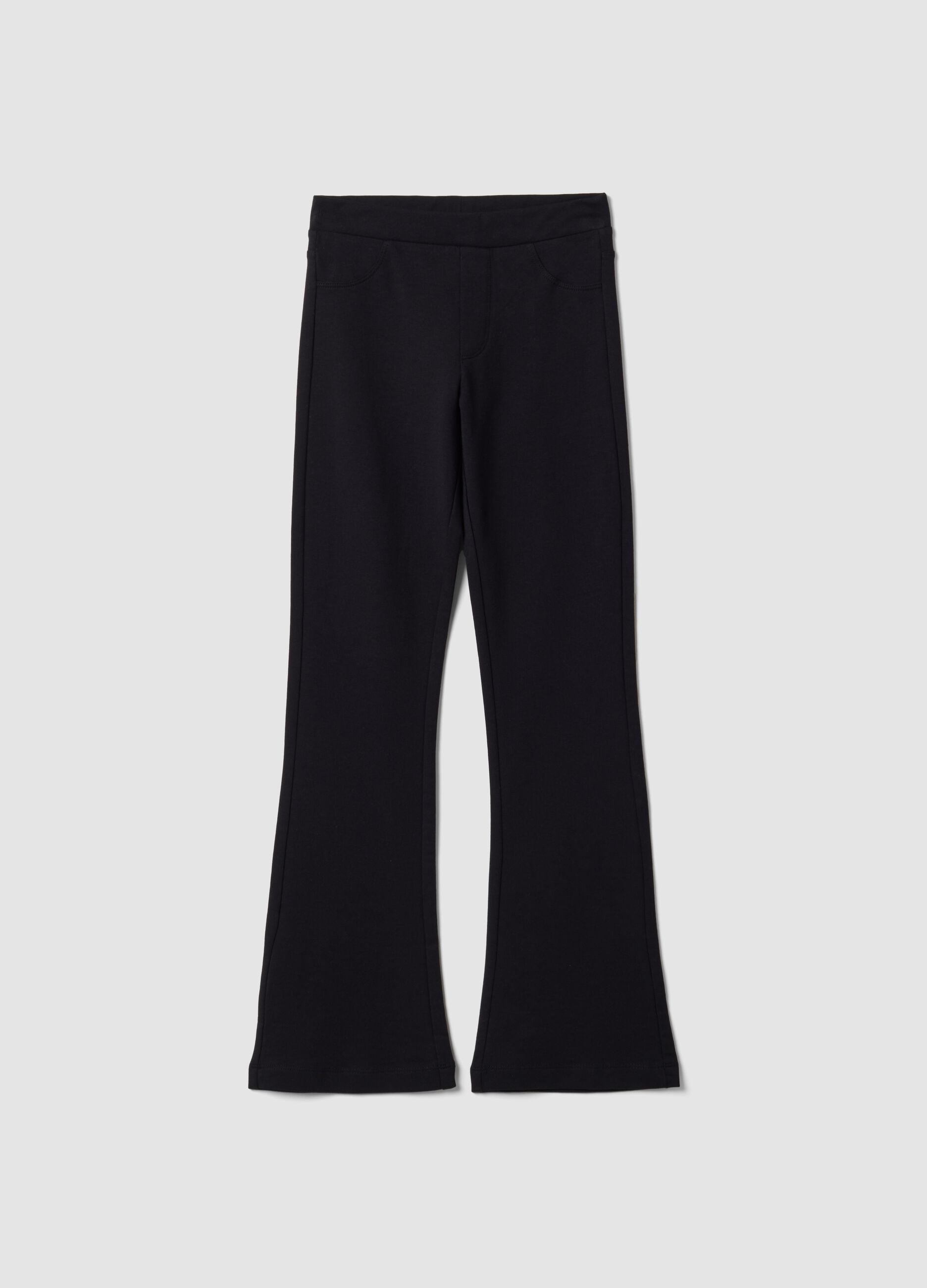 Girls' black slim-fit stretch organic cotton trousers