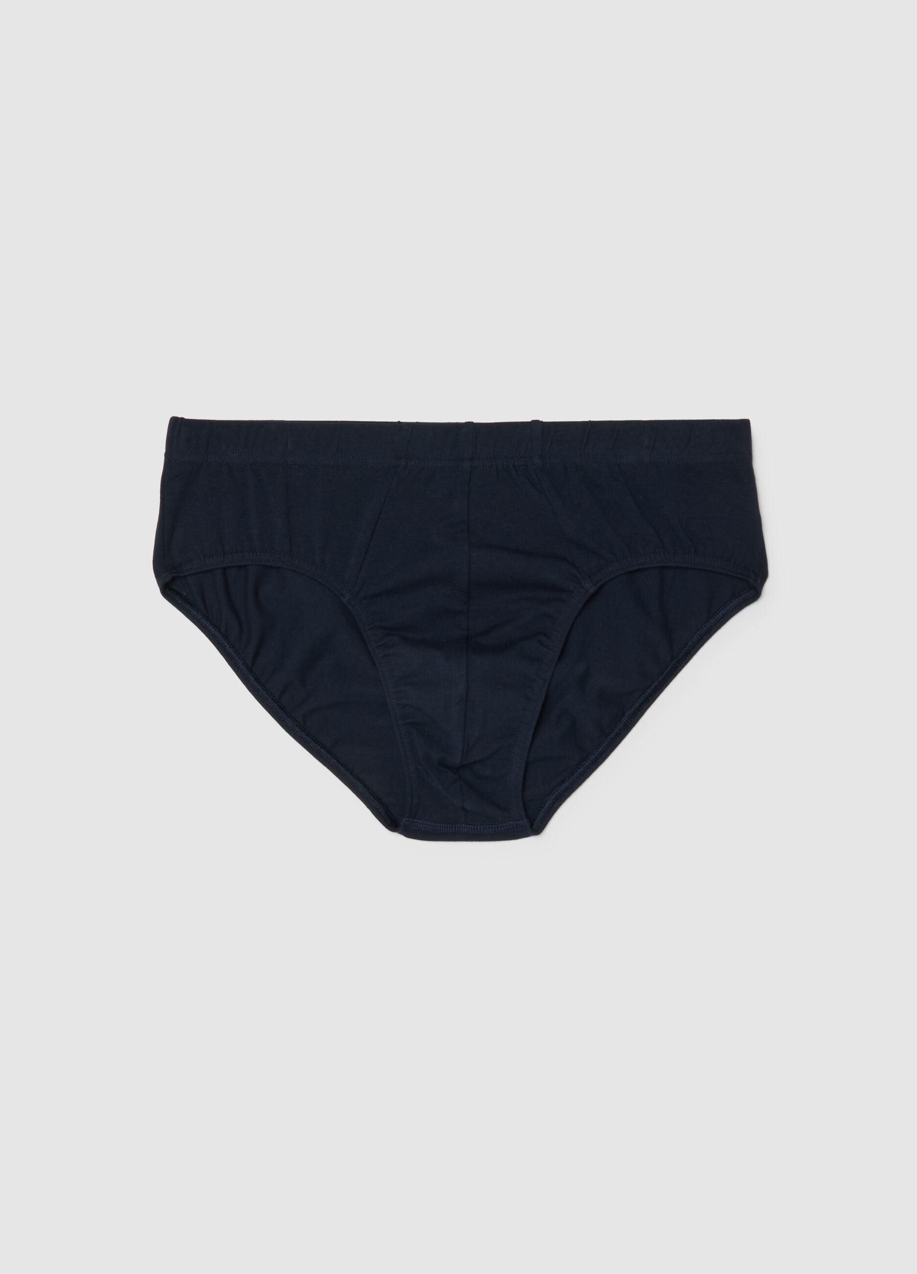 Blue stretch cotton briefs with a snug fit
