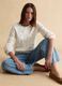 White pure cotton sweater with floral design regular fit_0