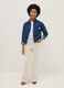 Beige stretch cotton flared trousers for girls_0