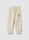 Kids' beige jogger trousers in pure cotton regular fit with logo_0