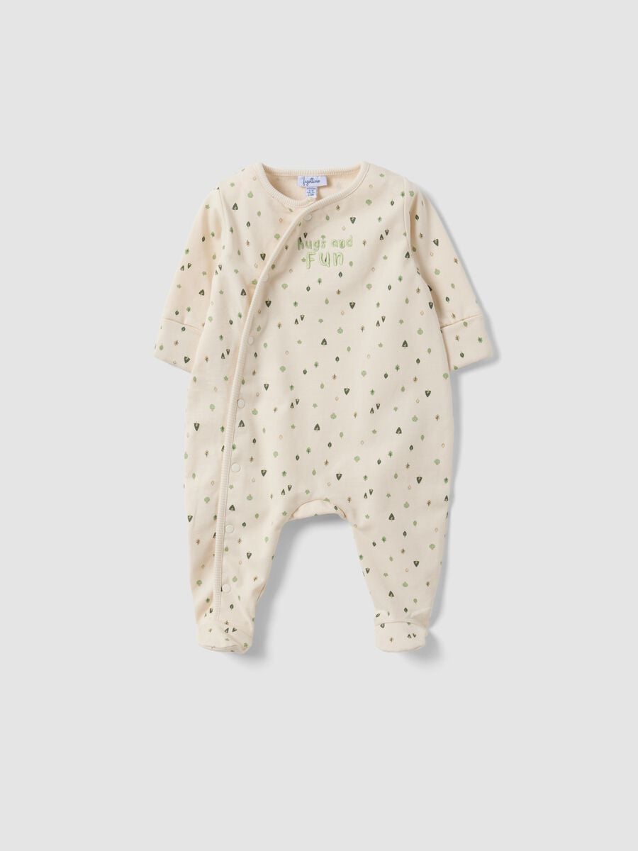 White organic cotton babygrow with print for newborns_0