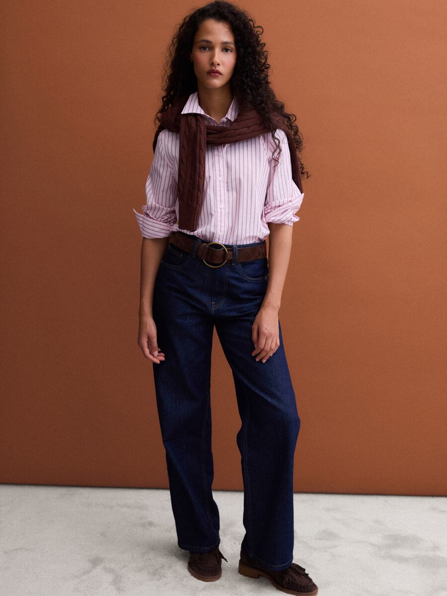 Pink striped poplin shirt, regular fit_2