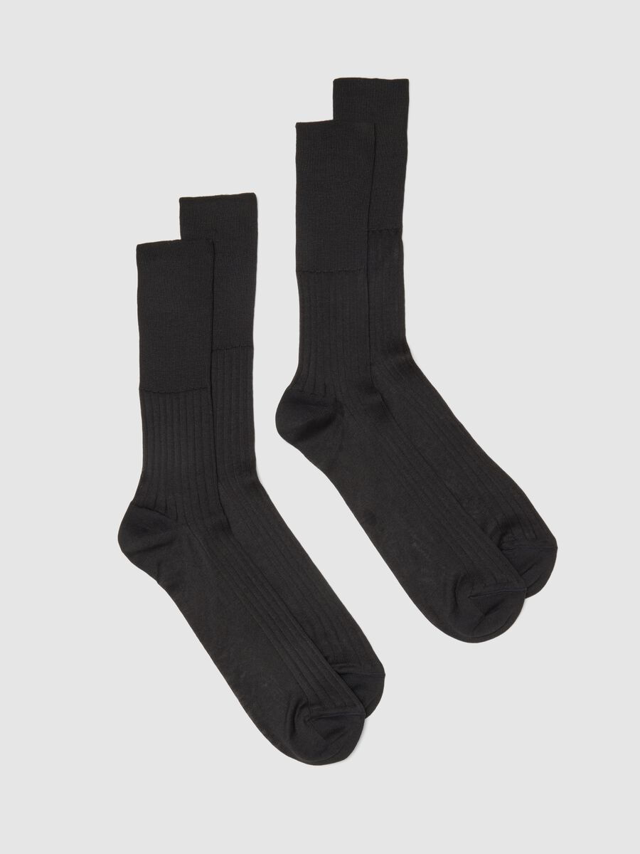 Two-pack long black cotton socks_0