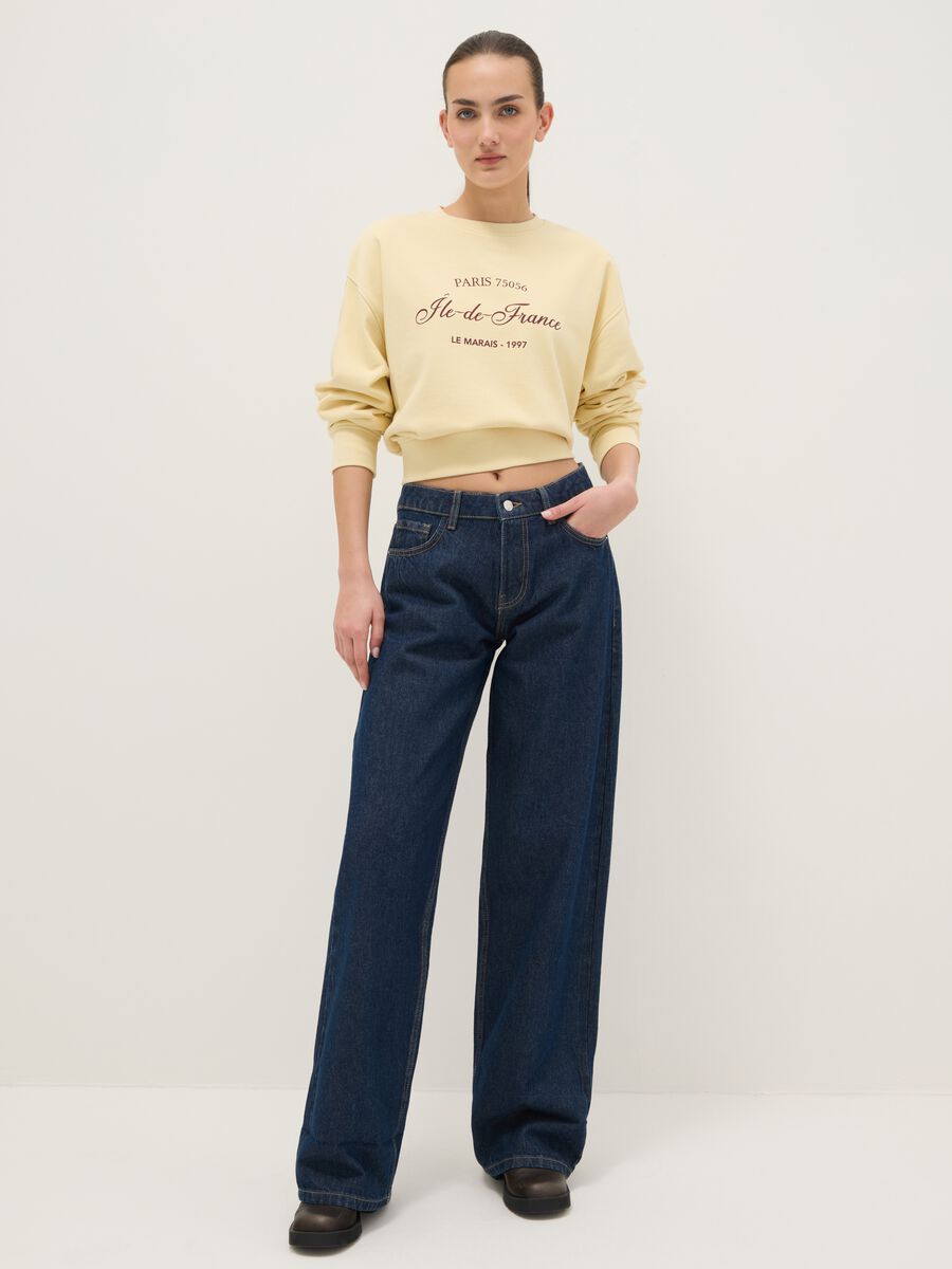 Felpa in misto cotone gialla regular fit_1