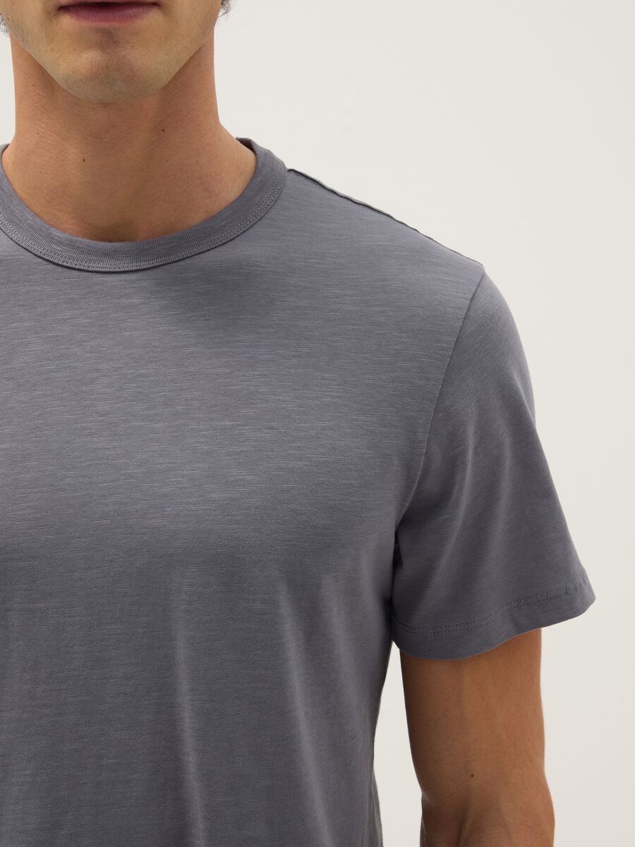 Grey pure cotton short sleeve T-shirt regular fit_3