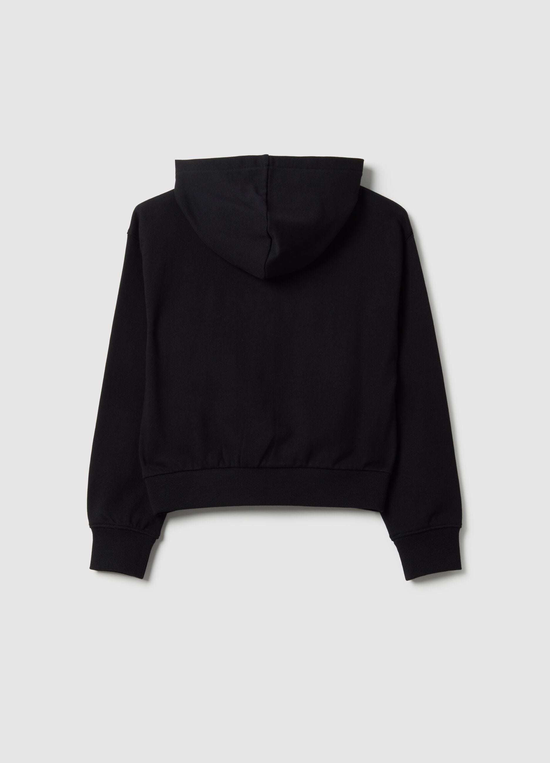 Girls' pure cotton black hoodie regular fit with zip