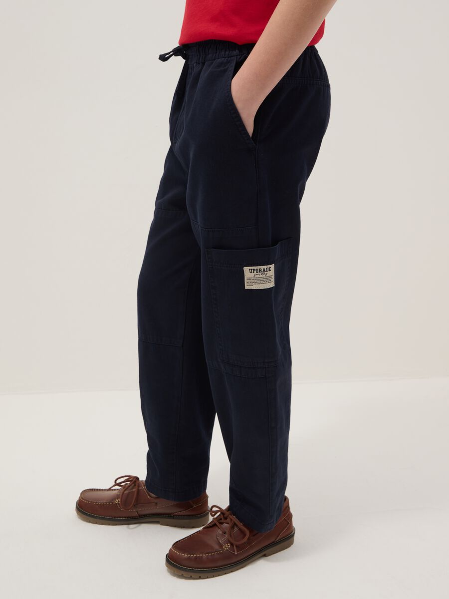 Boys' Regular Fit Blue Pure Cotton Jogger Trousers_2