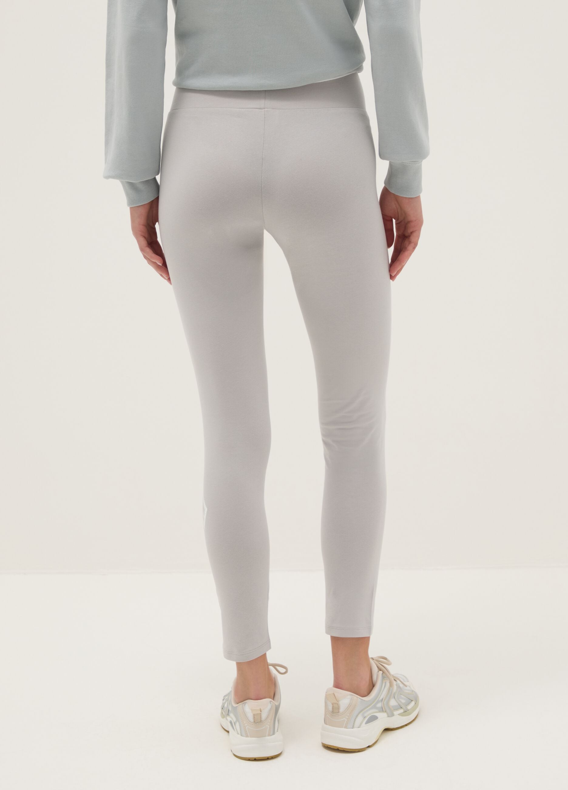 Grey stretch cotton leggings regular fit with Everlast logo
