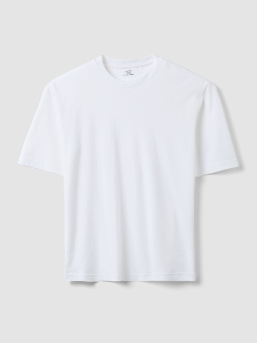 White pure cotton short-sleeve T-shirt, relaxed fit_4