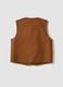 Brown linen and lyocell-blend gilet with applied embroidery_1