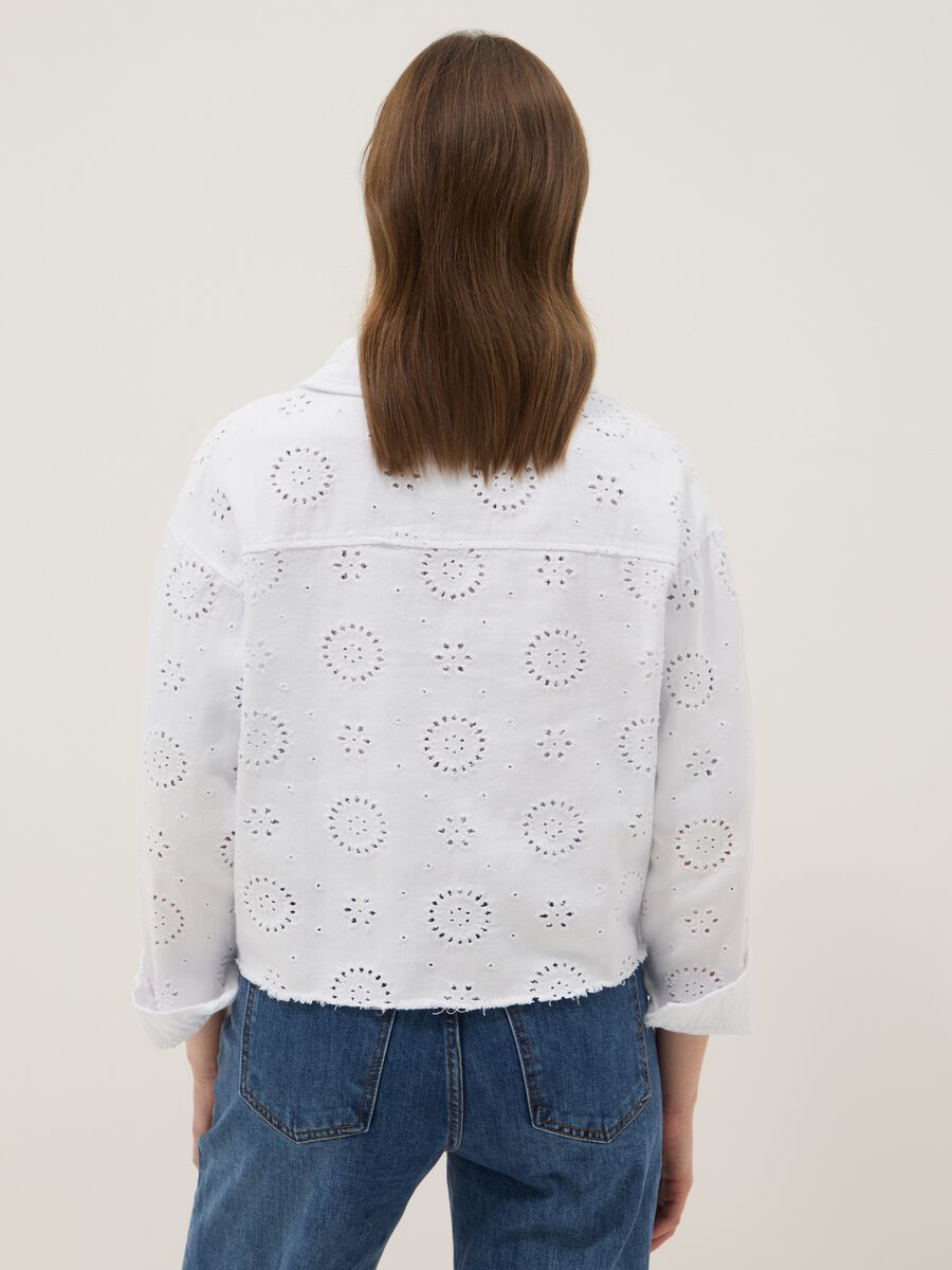 White pure cotton jacket with Broderie Anglaise embroidery, regular fit_3