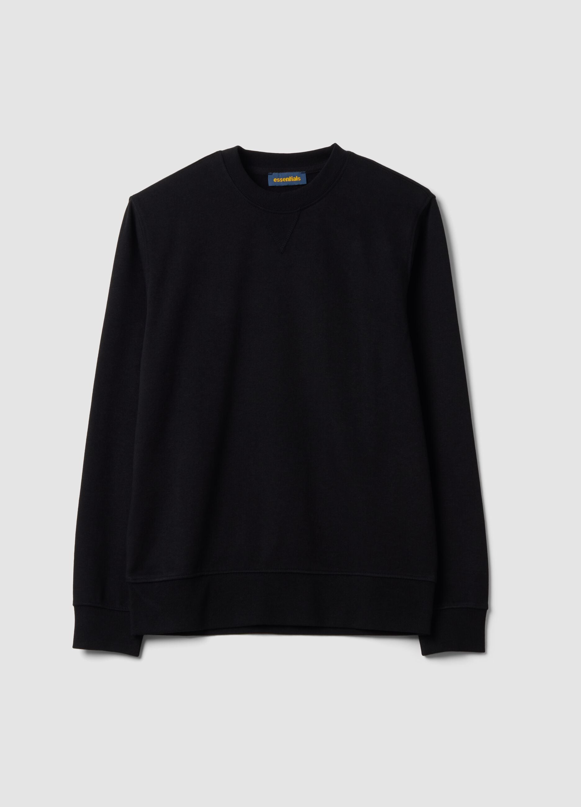 Black crew-neck sweatshirt in cotton blend, regular fit
