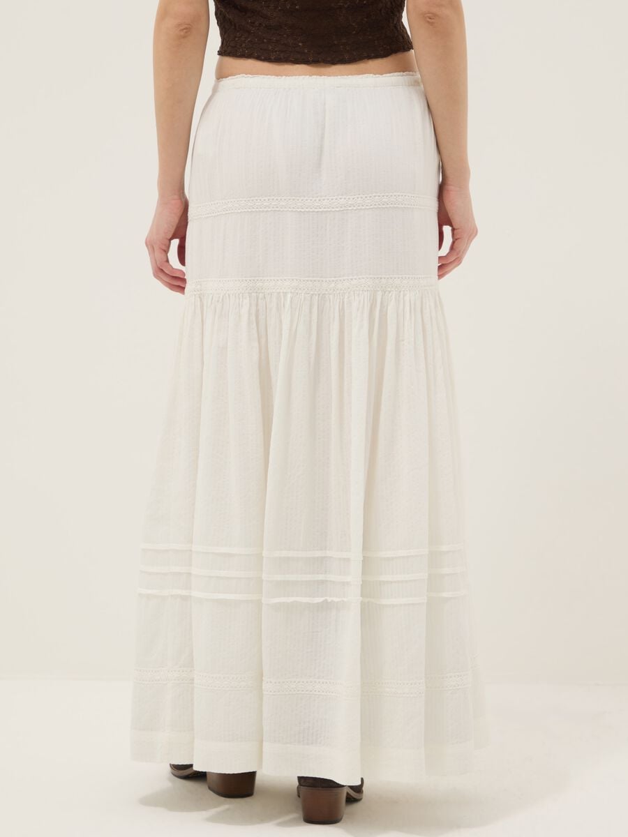 Long white mixed cotton skirt, regular fit with embroidery_2